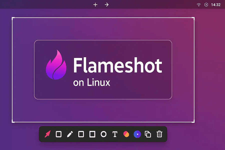 Captura de pantalla mostrando Flameshot en Linux, un software de código abierto para realizar capturas de pantalla.