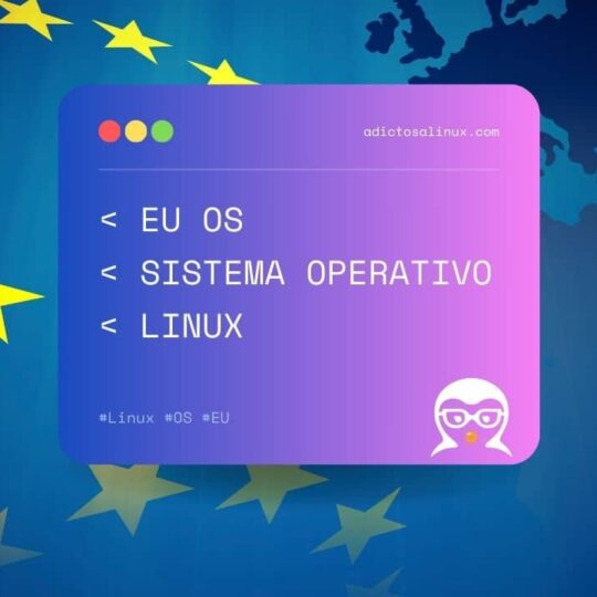 Gráfico que presenta el concepto de un sistema operativo europeo llamado EU OS basado en Linux.