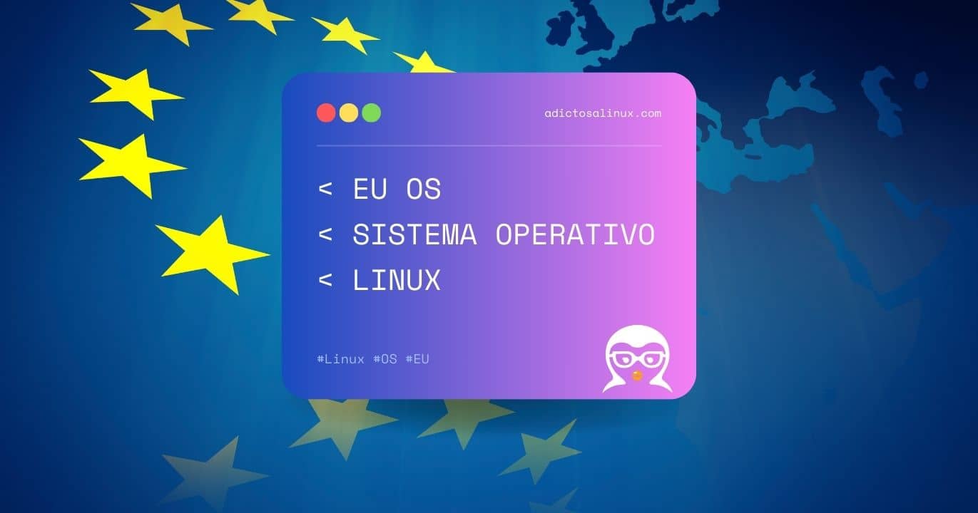Gráfico que presenta el concepto de un sistema operativo europeo llamado EU OS basado en Linux.