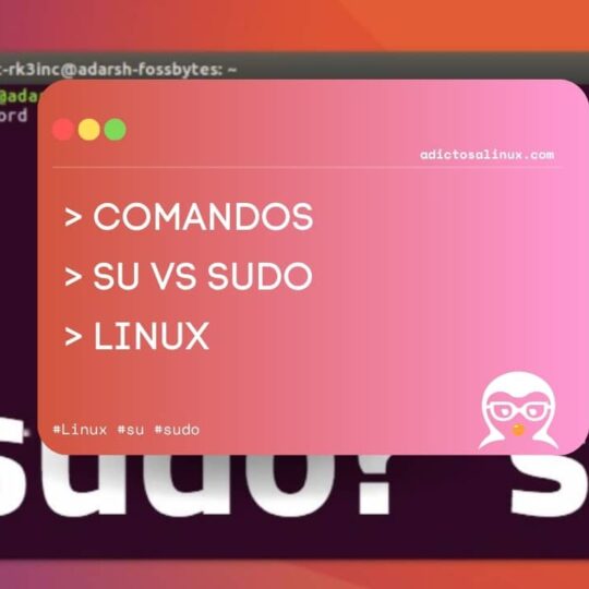Captura de pantalla de una terminal Linux mostrando el comando sudo y una imagen gráfica que compara su vs sudo.