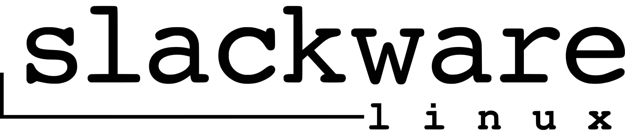 Logotipo de Slackware Linux, mostrando la palabra "slackware" en negrita y "linux" en una tipografía de menor tamaño debajo.