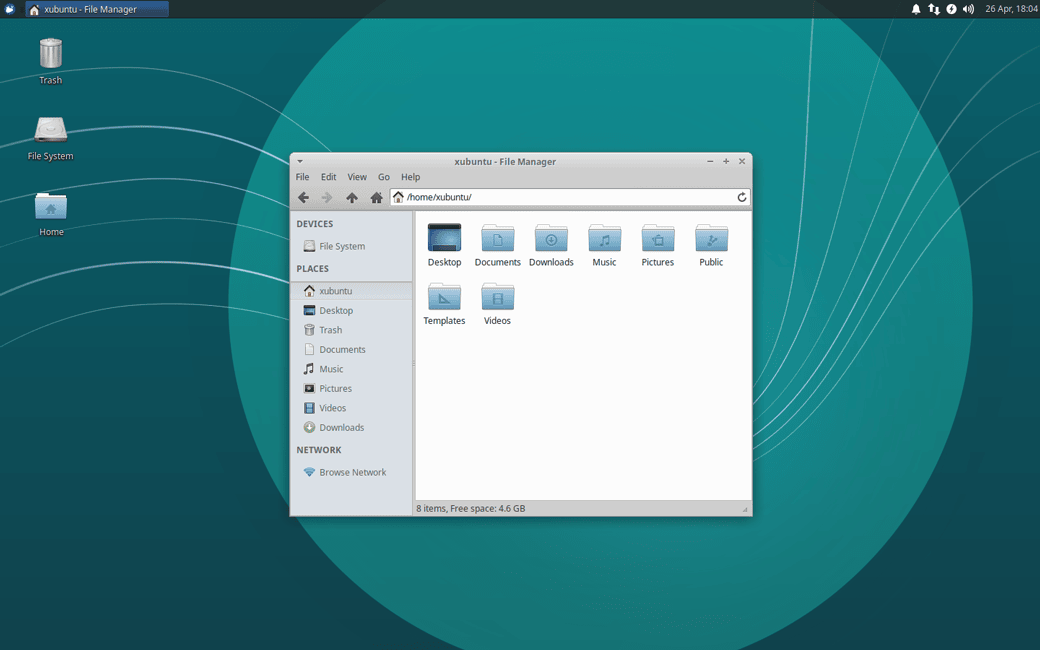 Xubuntu Linux para equipos antiguos. Captura de pantalla del escritorio de Xubuntu, mostrando su interfaz ligera y eficiente, ideal para sistemas con pocos recursos.